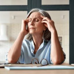 Stressed retired woman