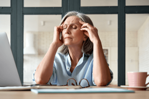 Stressed retired woman
