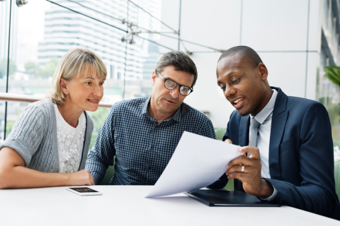 A financial advisor working with an older couple