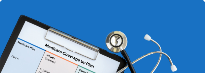 Clipboard with Medicare coverage by plan