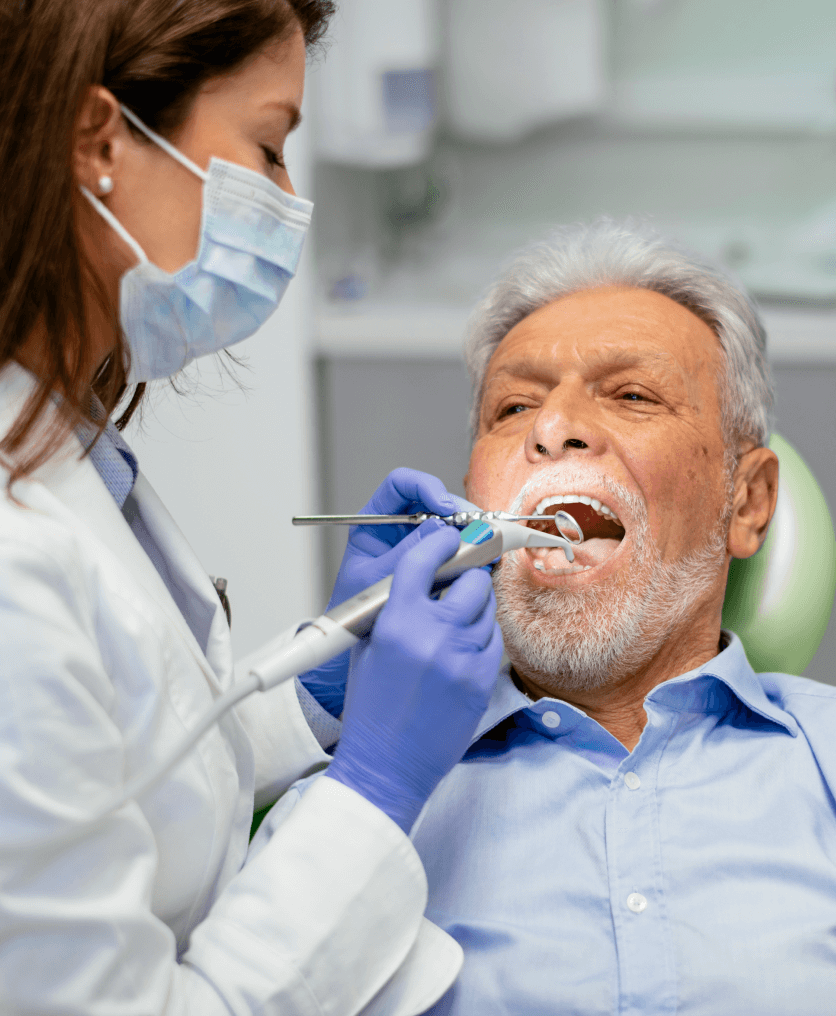 Senior man at the dentist