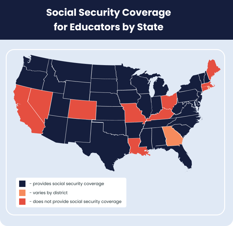 Map of Social Security Coverage for Educators by State