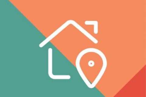 Home location icon on patterned background