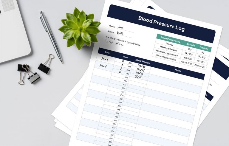 Blood Pressure Tracker example printable