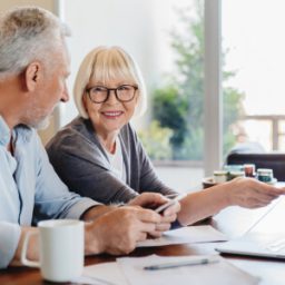 Elderly couple on the computer