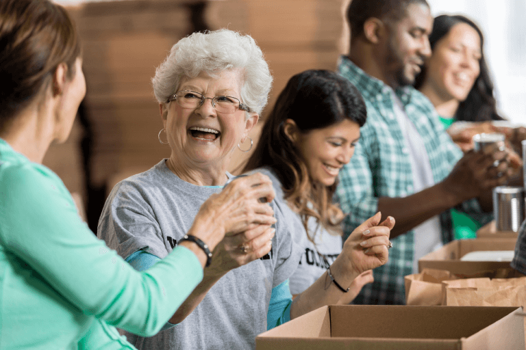 Senior woman volunteering