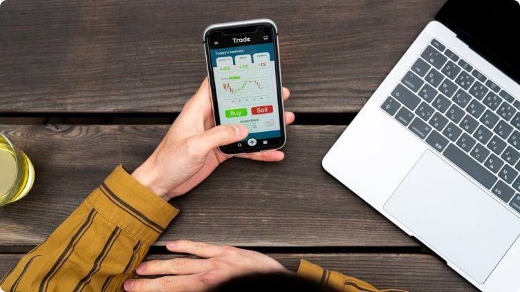 Woman using financial app