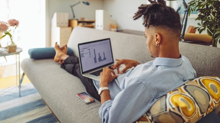 Young man using laptop