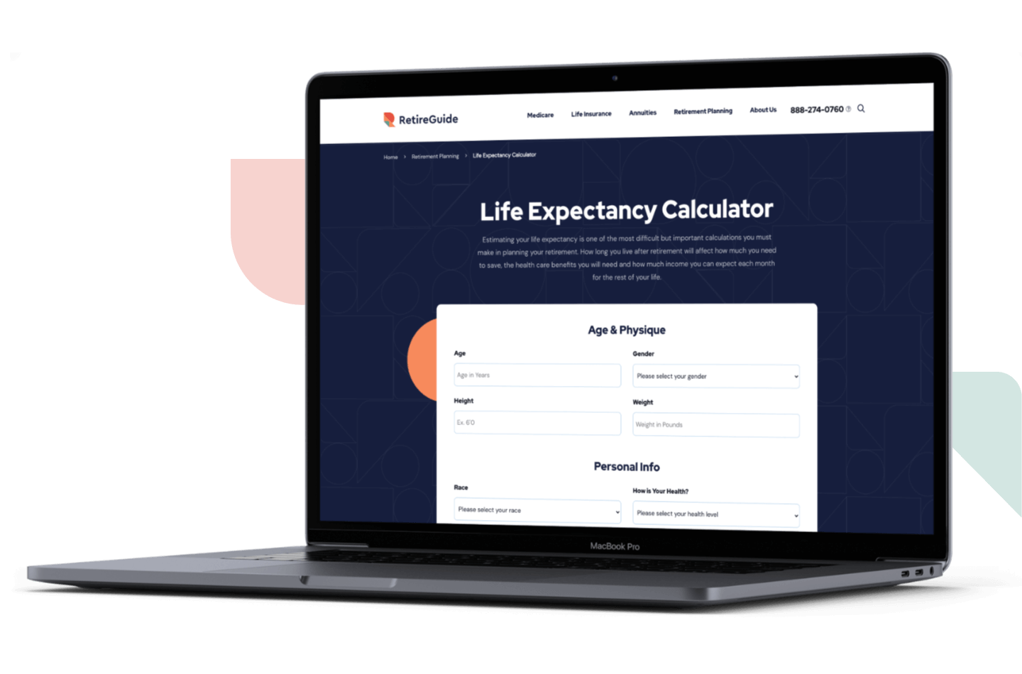 Life Expectancy Calculator Mockup