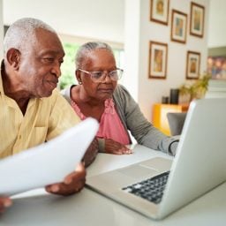 Older couple going over documents together