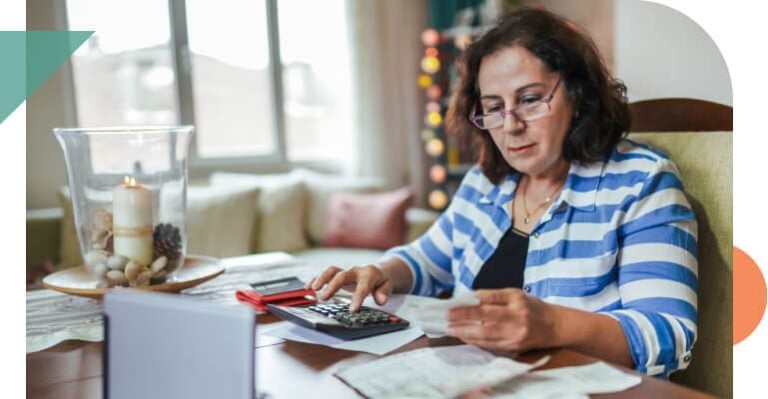 senior woman doing taxes