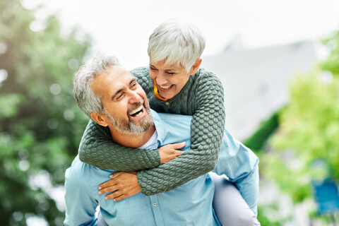 Senior couple smiling