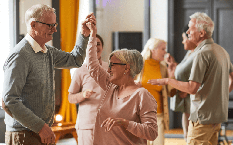 Seniors dancing to music