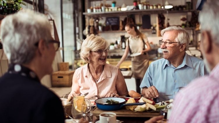 Older couples dining
