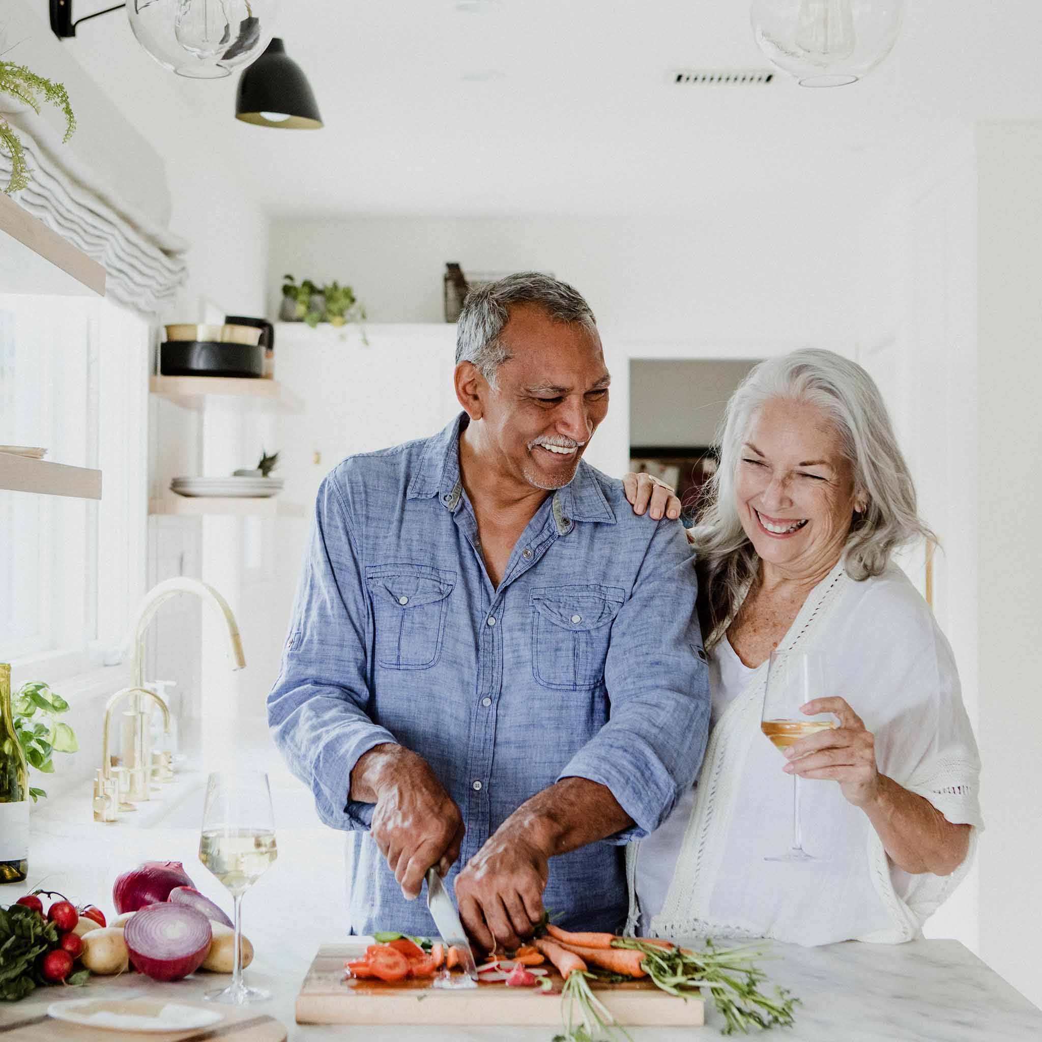 Man and woman cooking