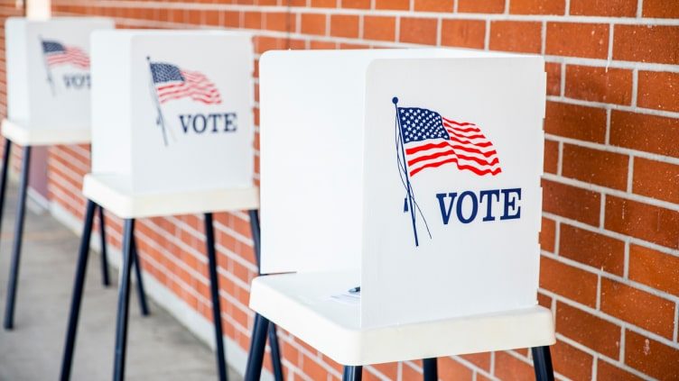 Outdoor voting booths
