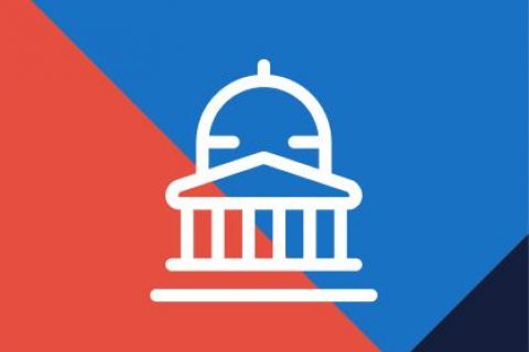 Capitol building icon on patterned background
